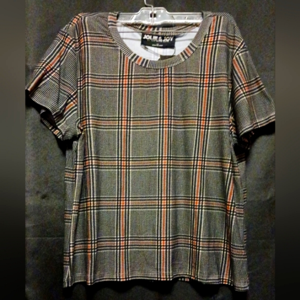 Houndstooth short sleeve blouse sz 2x
